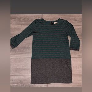 Ann Taylor Loft Women’s Size Small Sweater Dress Striped Zip Back Green Gray GUC